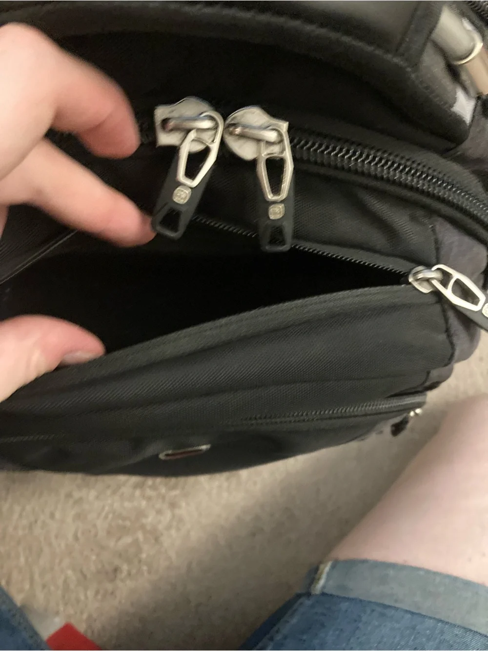 SwissGear Gray and Black Travel Backpack with Red Logo